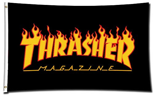 ENMOON ZR-E-Flag-Thrasher: 2 Flaggen (0,9 x 1,5 m, lebendige Farbe, 150D) für Logo, Rennwagen-Banner, verblasstes Poly mit zwei Messingösen, Banner für Zimmer/Laden/Garage, Dekoration
