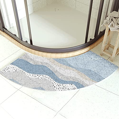 Badematte Halbrund, Anti-Rutsch Badezimmer Teppich Badteppich Eckdusche Quadrant Gebogener Badteppich, Lammwolle, Waschbar, Für Dusche Oder Badewanne, 45 * 100CM