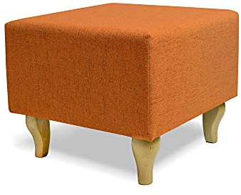 Comfort-Pur Peter Sitzpuff Sitzpouf Puff Pouf Sitzhocker Sitzwürfel Fußhocker Ottoman (Beinfarben - Buchenbein, Orange)