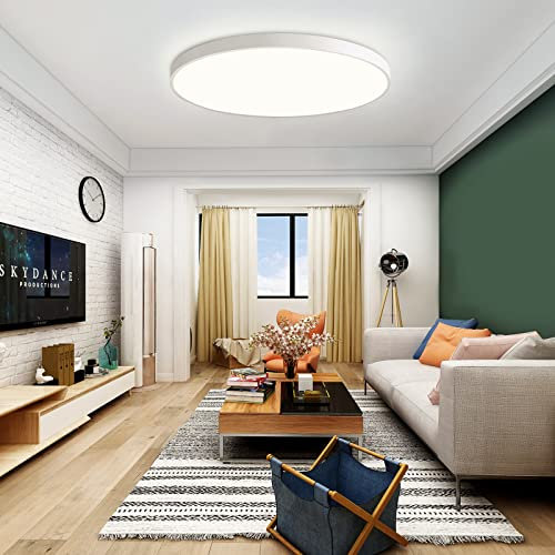 JDONG LED Deckenleuchte 24W Flach Deckenlampe Schwarz Moderne Rund Leuchte Modern Warmliches 3000K, für Küche Balkon Flur Schlafzimmer Keller Ø30CM