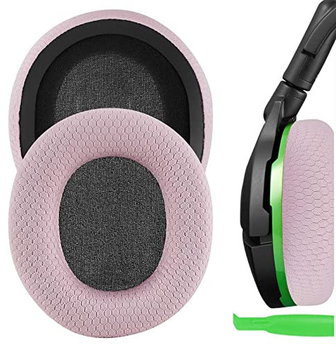 Geekria NOVA Mesh Fabric Replacement Ear Pads for Turtle Beach Stealth 600/500/ 400/300 Headphones Ear Cushions, Repair Parts (Pink)