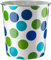 Homeshopa Plastic Waste Paper Basket Bin, Round Wastebasket Trash Can, Lightweight Recycling Rubbish Bin for Home Office Kitchen Bedroom, Garbage Container Dustbin, 7.7Litre (Blue & Green Polka Dot)