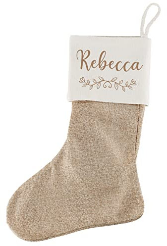 Herz & Heim® Personalisierte Weihnachtssocke für Kamin mit Namen Bedruckt Ornament