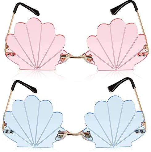 Toddmomy 2 Stücke Mode Muschelförmige Sonnenbrille Randlose Wellensonnenbrille Muschel Sonnenbrille Für Kinder Erwachsene Partybrillen