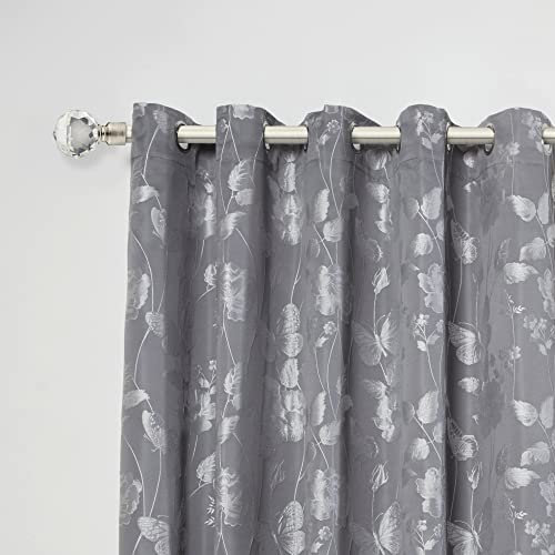 Emma Barclay, Crystal - Extendable Curtain Pole with pair of end finials in Brushed Silver - 1.2m-2.1m