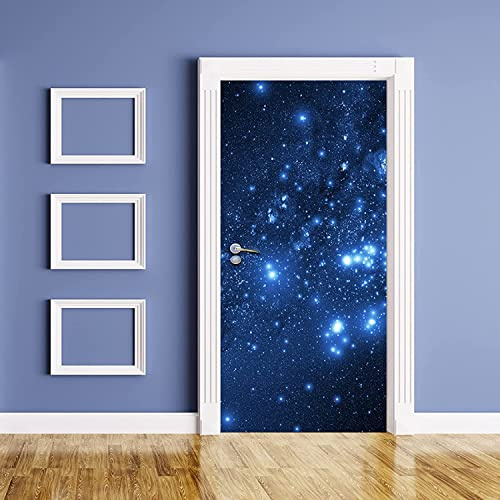Türposter Pvc 3D Türaufkleber Blauer Sternenhimmel Galaxie Universum 90 X 200 Cm Türfolie Türtapete Art Home Dekoration Tapetentür Wasserdichtes Selbstklebend Diy Türbild - Innentür Schlafzimmer - Fo