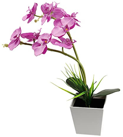 Artibetter Phalaenopsis-orchideenlampe Blumenleuchte Kunsttopf-weihnachtssterne Künstliche Blumen in Töpfen Dekoratives Licht Lilie Blumentopf Licht Seidentuch 3D Schreibtisch Beleuchtung
