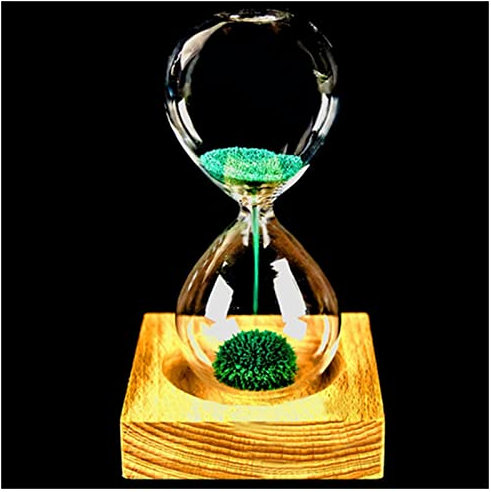 OURECO Sablier Verre en Bois + Poudre de Fer Sand en Floraison Sablier magnétique avec Emballage Sabliers 13.5 * 5.5cm Cadeaux de siège en Bois Sablier Magnétique (Size : Green)