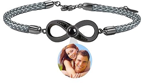 Smallduuck Couple personnalisé photo bracelet de projection infini couple corde image bracelet je t'aime bracelet 100 langues bijoux pour anniversaire valentin noël,Style 3-01