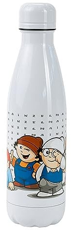 p:os 34998 - Gourde en Acier Inoxydable Mainzelmännchen pour Enfants et Adultes, Bouteille d'eau avec Bouchon à vis, env. 500 ML, Double paroi, Anti-Fuite