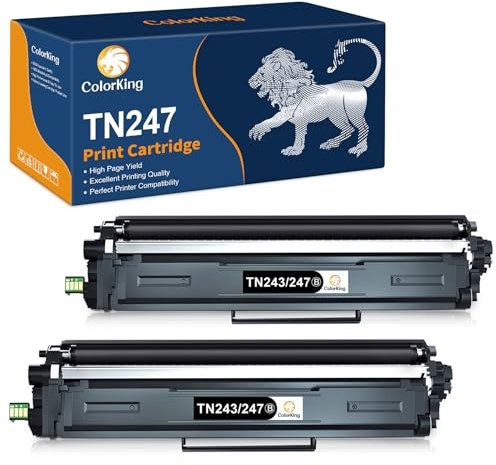 ColorKing Kompatibel Brother TN-243BK TN-247BK TN-243CMYK Toner Brother MFC L3750CDW Schwarz Brother MFC-L3770CDW Brother DCP-L3550CDW Toner Schwarz HL-L3210CW HL-L3230CDW DCP-L3510CDW (2 Schwarz)