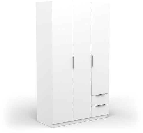 Demeyere 391368 Vestidor con Armario Moderno 3 Puertas 2 cajones 4 nichos, Madera de ingeniería, Gris