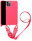 Handykette Handyhülle kompatibel mit Apple iPhone 15 Necklace Hülle Nylon Schultergurt Weich Silikon TPU Cover mit Kordel zum Umhängen Schutzhülle mit Stylische Band(Rote Rose)