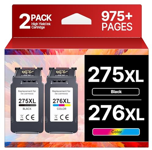 PG-275XL CL-276XL Replacement for Canon 275 and 276 Ink Cartridges for Canon Ink 275 and 276 275XL 276XL Combo Pack Use to PIXMA TR4720 TS3522 TR4700 TS3722 TS3500 TS3520 TS3720 TR4722 (2 Pack)