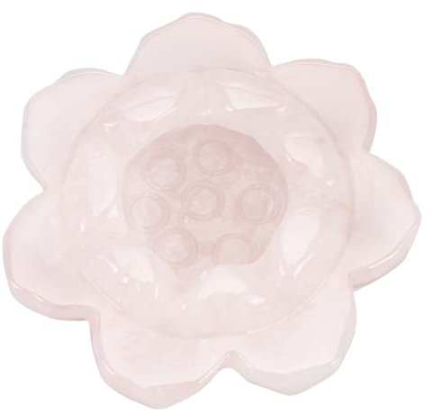 OLYCRAFT 5x2.3cm Natürlicher Rosenquarz Kerzenhalter Lotus Rosenquarz Naturstein Kerzenhalter Lotusblume Kristallkugel Ständer Lotus Kerzenglas Für Zuhause Party Herzstück - Innendurchmesser: 2cm