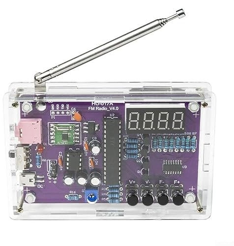 Electronic DIY Parts HU-017A FM Radio Kit 87-108MHz Electronic Fabrication Soldering Practice Loose Parts(with case)