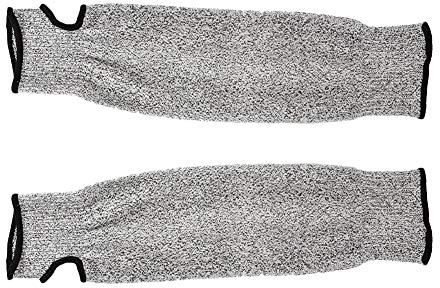 Pissente Manicotti Antitaglio Livello 5 per Avambraccio, 36 cm, Coppia in Bianco Grigio, Protezione per Lavori Manuali