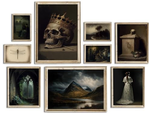 RETRART Dark Academia Deko-Set – 9 Vintage-Gothic-Kunstdrucke, viktorianische Ästhetik, ungerahmt