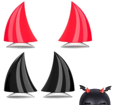 Bessy shop Motorradhelmhörner,4 Stück Motorrad Helm Hörner Eckdekoration,Teufel-Horn mit Saugnapf,Motorradhelm Teufelshorn,für Kinder Erwachsene Motorrad-Fahrrad-Ornament-Zubehör(schwarz, rot)