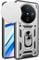 ESTH® Case for vivo X100 Pro 5G with Slide Camera Cover, Military Grade Shockproof Protective Cover with Rotatable Metal Ring Kickstand [Support Magnetic Car Mount], Silver