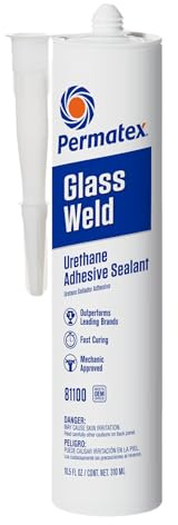 Permatex 81100 Glass Weld Premium Urethane Windshield Sealant - Polyurethane Glue Automotive Seam Sealer, Window Sealant Glue for Car Glass Repair - Strong, Flexible, Fast Curing, 10.5oz