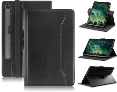 TOPCASE 360° Rotation Case Compatible with Samsung Galaxy Tab S9 FE/S9/S8/S7 11 inch (SM-X510/X516/X518/X710/X716/X718/X700/T870) Protective Cover with Hand Strap and Automatic Wake/Sleep,Black
