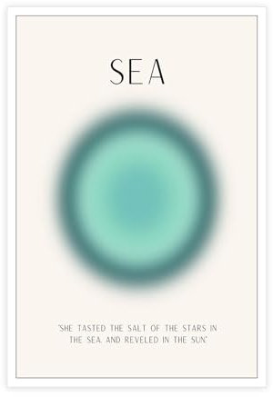 ADRHGCY Trendiges Poster, Motiv: Sonne, Meer, Aura, minimalistisch, Küstenstrand, Dunkelgrün, Heiligenschein, Ozean, Geist, Körper, Seele, ästhetische Kunst für Zuhause, Schlafzimmer, Wohnheim,