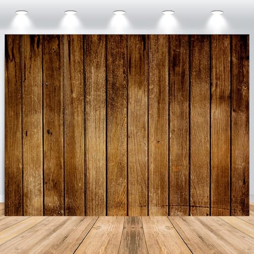 ASDCXZ Holz Foto Hintergrund 3.6x3m, Vinyl Fotobox Hintergrund für Baby Dusche Geburtstag Party Kuchen Tischdekoration Fotokabine Prop, Retro Braun Holzwand Natur Holzfarbe Fotowand Hintergrund