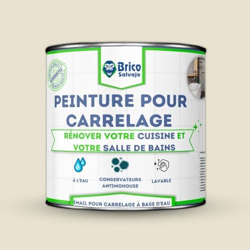 BRICOSALVAJE Vernice per piastrelle cucina e bagno all'acqua satinata, senza primer, lavabile, alta durezza (madreperla, 750 ML)