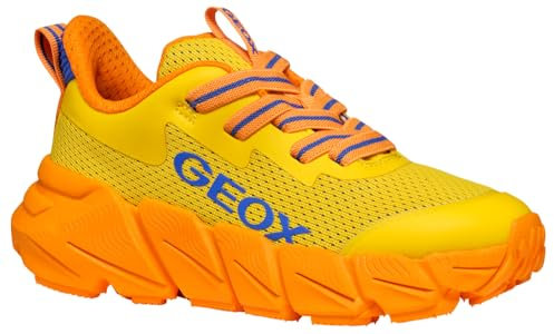 Geox J FLEXYPER Fast Boy, Zapatillas, Yellow/Orange, 35 EU