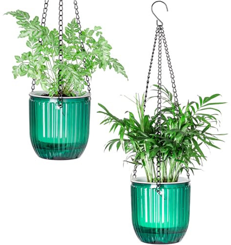 Calvalor 11.5cm 2er Set hängepflanzen Topf Hängeblumentöpfe aussen Hängeampel außen blumenampel hängend innen hängetopf für Pflanzen Hängetöpfe hängender blumentopf hängend hänge blumentöpfe hängende