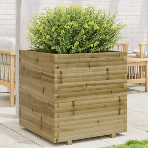 ShGaxin Jardinière 70x70x72,5 cm Bois de pin imprégné,Jardiniere sur Pieds,Bac avec Treillis,Jardiniere Terrasse