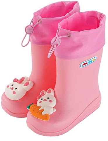 Stivali di gomma per bambini, leggeri, da pioggia, per bambini, corti, da equitazione, in pelle, per bambini, antiscivolo, per bambini, da neve, comode, impermeabili, Colore: rosa., 160