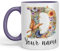 Vixar Personalised Letter D Mug, Customized Custom Floral Flowers Butterfly Alphabet Letter D Monogram Watercolour Ceramic Coloured Mug Cup for Tea Coffee Hot Brew 330ml 11Oz Gift (Purple)