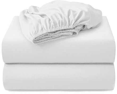 Hotella 2 Pack 100% Microfiber 60x80 Queen Size Fitted Sheet Only, Hotel Quality Deep Pocket Bottom Sheet, Up to 14 inch Bedding Matress Protector, Snug fit and Non-Fade, Stay in Place, White