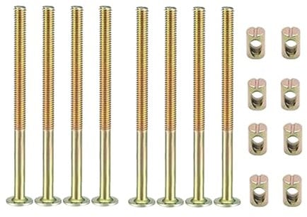 M6 x 90mm Furniture Bolts Nut Set, 8pcs Carbon Steel Furniture Connector Fastener Hex Socket Screw with Barrel Nuts for Chair, Furniture, Bed