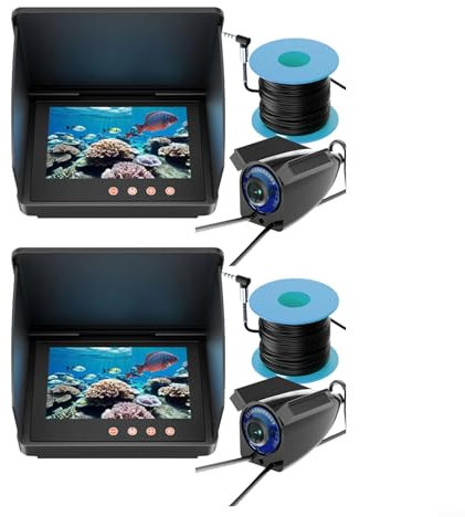 Eawfgtuw 2PCS Underwater Fishing Camera 4.3 Inch for Ultra Clear Screen Fish Finder 5000mAh Battery 220° Wide Angle IP68 Waterproof Camera for Ice Boat Fishing with NightVision(4.3IPS+camera30m)