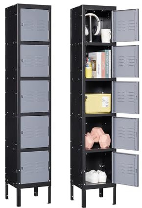 Spind Metallspind Schließfachschrank Mehrzweckschrank Umkleideschrank Metallschrank Lockers Fächerschrank Lagerschrank Wertfachschrank Garderobenschrank Stahlblech Pulverbeschichtung 168x30.5x30.5cm