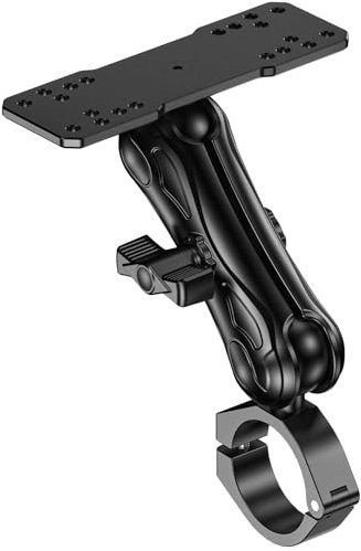 VAZESWIN Aluminum Alloy 1.5 Ball Fish Finder Mount, 5.7 Medium Arm Marine Electronic Mount with Bar Clamp Base, Fit 1.5 1.65 1.75 1.85 2 Round Rails, for Garmin, Lowrance, Humminbird, Raymarine
