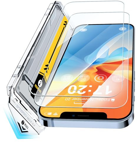 BENTIACC 2 Pièces Verre Trempé 9H+ pour iPhone 12 Pro Max– Protection Complète Écran, Installation Facile Sans Bulles, Anti-Empreintes, Bords 2.5D Arrondis, Résistant aux Chocs et aux Rayures