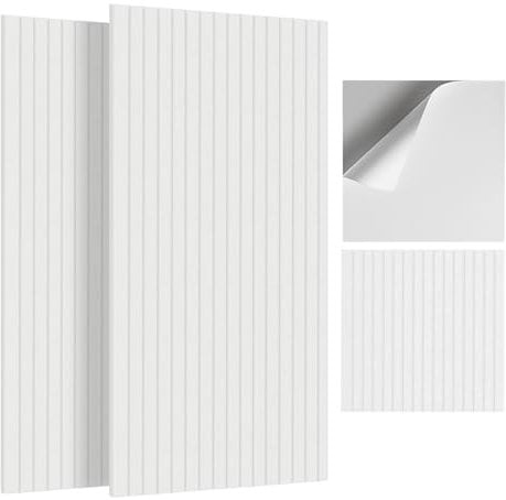 JBER 6Pack Acoustic Panels, Self-Adhesive Fluted Slat Sound Proofing Panels for Walls, Decorative Acoustic Wall Panels for Recording Studio, Offices, Home, 60×60×1cm, White