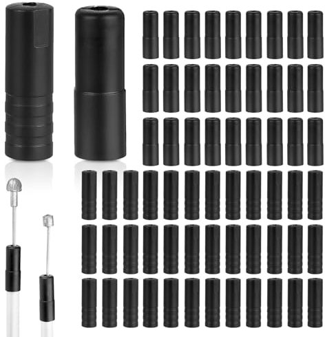 100 Pcs Bike Cable End Caps, Reinforced Plastic Cable Brake Cables End Fittings for Bicycles Cable End Crimps Throttle Cable End Fittings Black Plastic Bike Parts for Bicycle Shift and Brake Cable