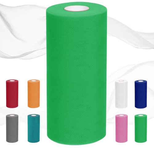 Tüllstoff 30cmx92M, Tüll Rolle, Organza Stoff Meterware, Tüllband Rot/Weiß – Für Tischrock, Hochzeit Auto Deko, DIY Handwerk, Tischläufer Spitze, Party Dekoration (Grün)