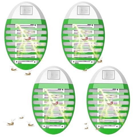 Queath Lampe Anti Moustique Lot de 4, Anti-Moustique Intérieur, Piège à Mouches,Lampe UV Anti Moustique, Lampe Anti Moustique Interieur, Tue Mouche Eléctrique, Destructeur de Mouches