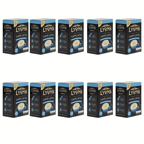 Lyons Premium Instant Coffee Assorted Flavours+ FabFinds Mystery Mug (10, Caffe Latte)