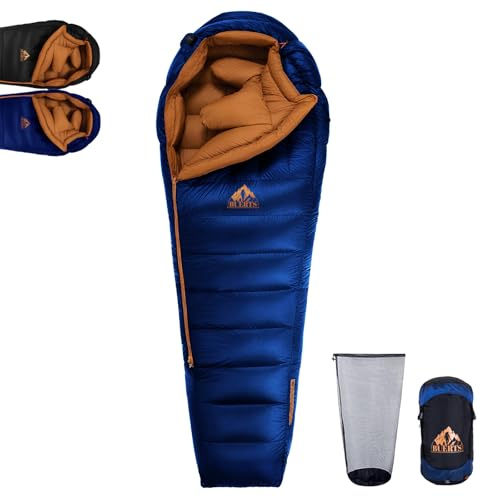 BUERTS Winter-Daunenschlafsack, für 0 bis -24°C kaltes Wetter. Ultraleichter Mumien-Schlafsack, für Erwachsene & Jugendliche beim Camping, Wandern & Backpacken.