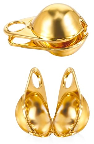 Mabor 100 Stück Edelstahl Quetschperlen Verschluss, Gold Quetsch Perlen Spitzen Perlenkappen Ketten Verschlüsse Perlenspitzen Knotenabdeckungen für Knoten Crimpzubehör DIY, 5.6x3.6mm