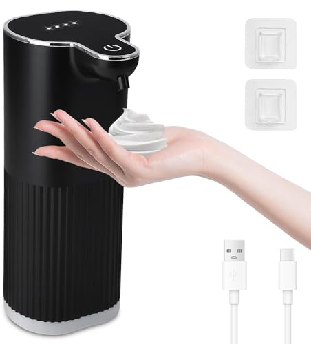 Cuteefun 380ml Dispensador Jabon Espuma Automatico, USB Recargable, Negro