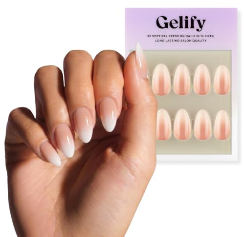 Unghie press on. Press on nails gel. Unghie finte adesive. Unghie adesive in soft gel con colla Gelify. (Baby boomer)