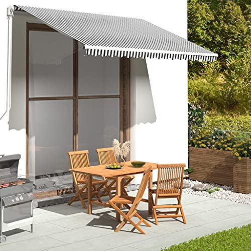 Lona para Toldo, Poliéster con Revestimiento PU, Resistente a UV y Agua, Toldo Ventana Exterior, Lona Sombra Exterior, para Terraza o Patio, Color Antracita y Blanco, 3.5x2.5 m